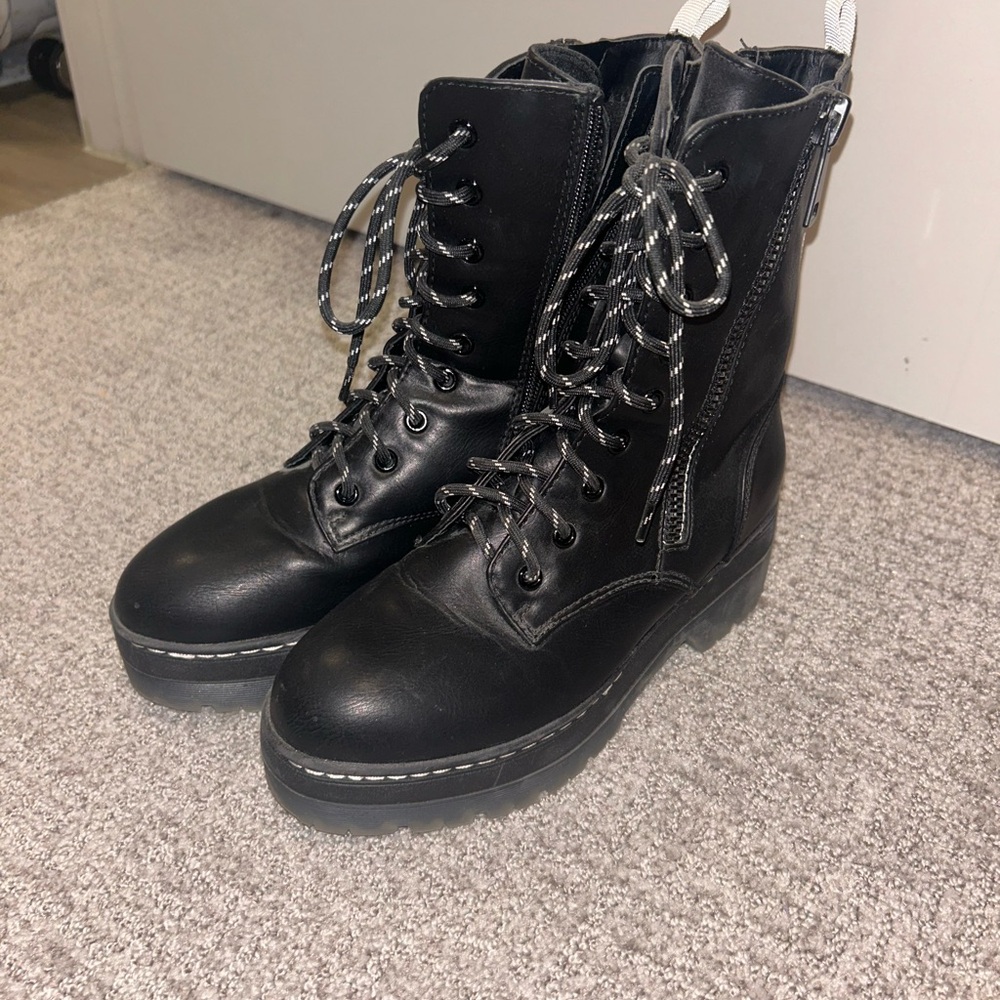 MIA Black Lace-Up Combat Boots